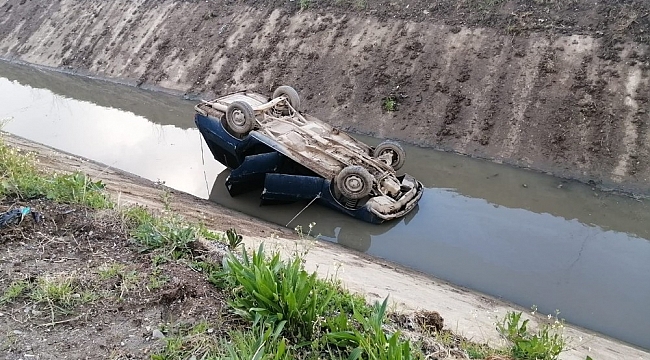 Kontrolden çıkan otomobil sulama kanalına uçtu: 1 yaralı