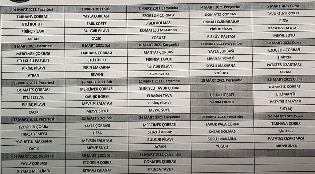 O okulun menüsü ekmek ve üzüm hoşafı oldu
