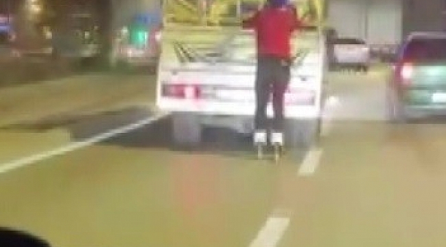 Patenli gencin tehlikeli yolculuğu kamerada