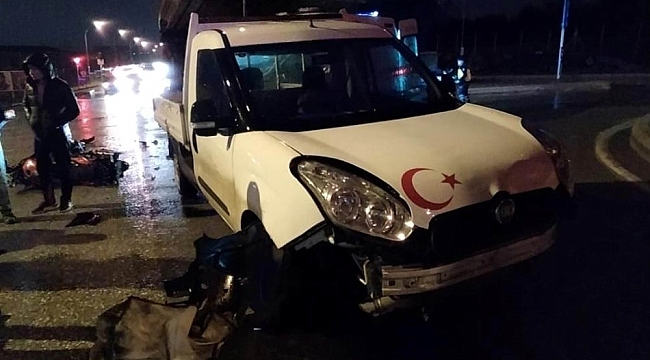 Samsun'da motosiklet kamyonet ile çarpıştı: 1 yaralı