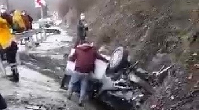 Şarampole uçan otomobil takla attı: 2 yaralı