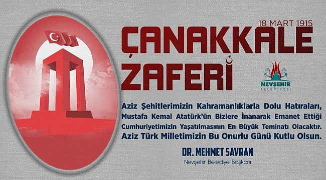 Savran, '18 Mart Çanakkale Zaferi ve Şehitler Anma Günü mesajı yayımladı