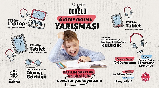 Selçuklu Belediyesi ödüllü kitap okuma yarışması düzenliyor