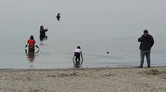 Uludağ'da kar, Mudanya'da deniz keyfi...Herkes kar beklerken onlar denize girdi