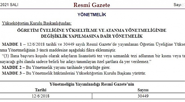 YÖK'ten üniversitelerin akademisyen alımlarında "kişiye özel" ilana son veren düzenleme