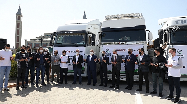 Gıda ve mobilya yüklü yardım tırları yola çıktı
