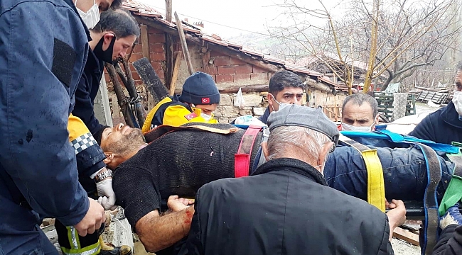 Hisarcık'ta bina merdiveni çöktü: 1 ağır yaralı