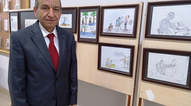 Kütüphane müdürü Arslan 26. karikatür sergisini açtı