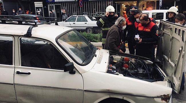 LPG'li otomobilde çıkan yangın panik oluşturdu