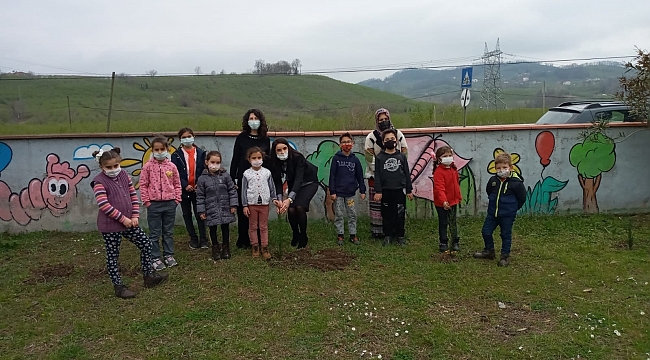 Öğrenciler ve öğretmenler 25 farklı fidanı toprakla buluşturdu