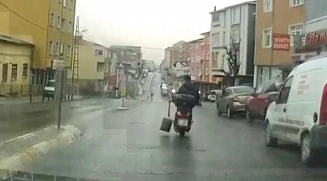 Sultanbeyli'de motosiklet ile "seri köz getir" yolculuğu kamerada