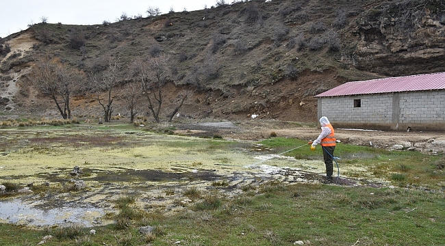Tatvan'daki park ve yeşil alanlarda lavra ilaçlama çalışması