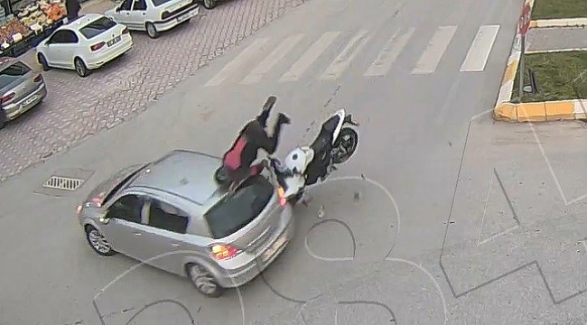 Tokat'ta feci motosiklet kazası kameralara yansıdı
