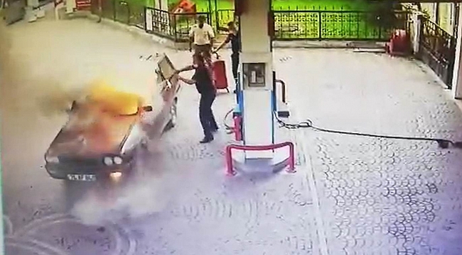 Akaryakıt istasyonunda dehşet anları