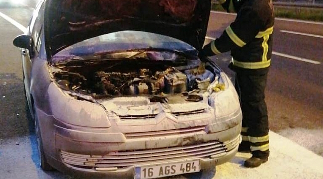 Orhangazi Tüneli'nde araç yandı
