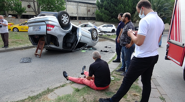 Virajı dönemeyen lüks cip takla attı: 1 yaralı