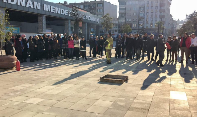 Belediye personeline yangın tatbikatı