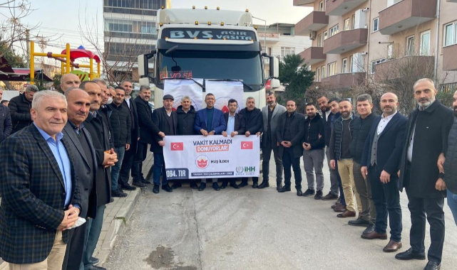 Muş İlder' den Bursa'dan Suriye'ye 346 bin TL'lik yardım tırı