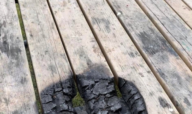 Şehir magandaları piknik masasını yaktı
