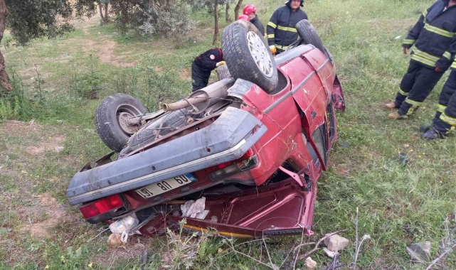 Aydın'da otomobil şarampole yuvarlandı