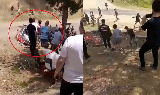 Bursa'daki ralli yarışında araç seyircilerin arasına daldı