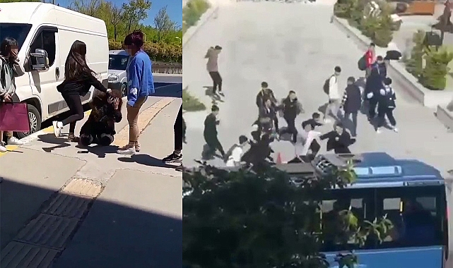 Liselilerin 'dedikodu' kavgası kamerada
