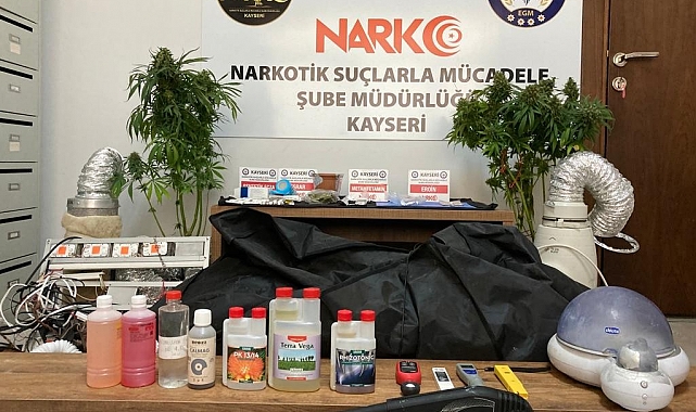 Kayseri'de uyuşturucu imalatı yapılan eve operasyon