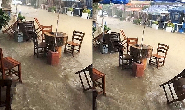 Bursa'da şiddetli yağmurda tarihi mahalleyi sel bastı