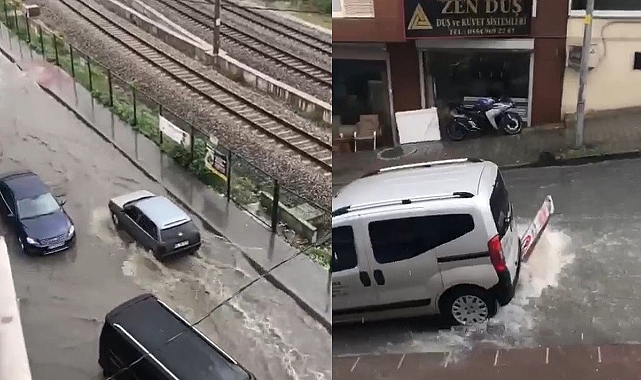 Sağanak yağış nedeniyle yol çöktü