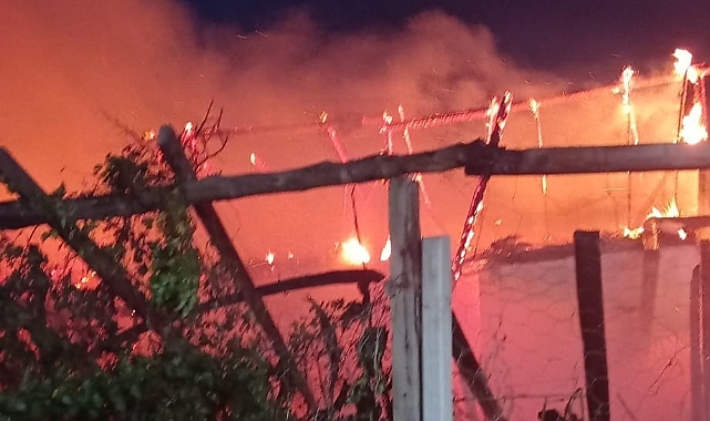 Baraj kenarındaki bağ evi alev alev yandı
