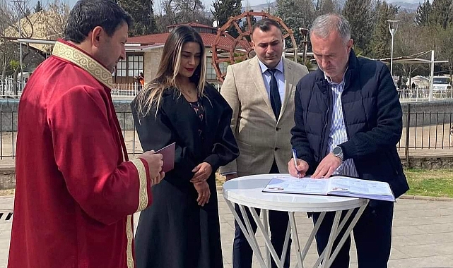 İnegöllü zabıtanın nikâhını Kahramanmaraş’ta başkan Taban kıydı