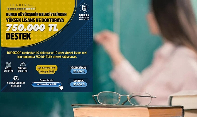 Bursa Büyükşehir'den yüksek lisans ve doktoraya 750 bin TL'lik destek