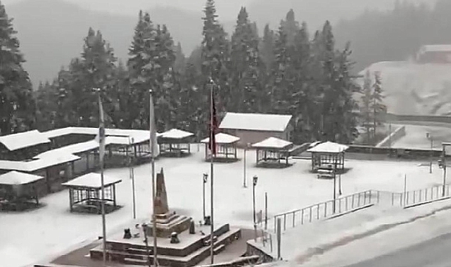 Ilgaz'a nisan ayında kar yağdı