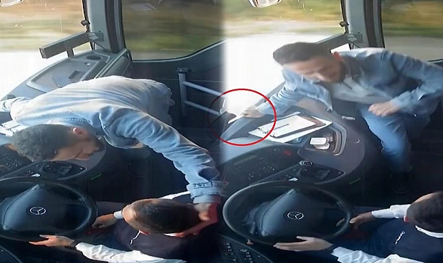 Samsun'da korku dolu anlar: Yolcu otobüsünü rehin aldı