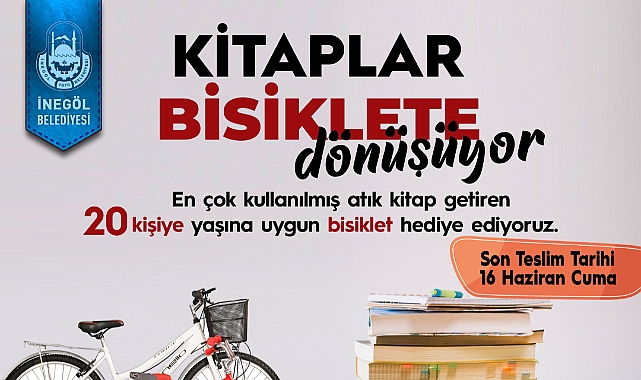 Kitaplar İnegöl belediyesi ile bisiklete dönüşüyor