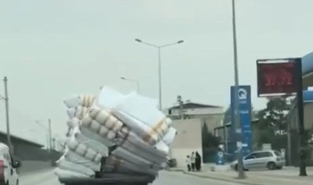 Bursa'da tehlikeli taşımacılık kamerada
