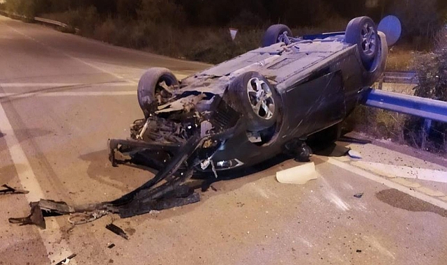 Kontrolden çıkan araç takla atarak ters döndü: 5 yaralı