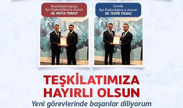 Bursa'da Ak Parti'nin yeni ilçe başkanları mazbatalarını aldı
