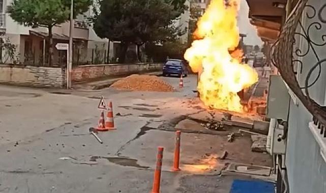 Bursa'da doğalgaz borusu patladı, korku dolu anlar yaşandı