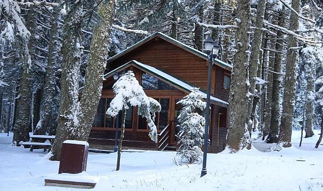 Uludağ'a kar yağdı, Orman Evleri'ne ilgi arttı