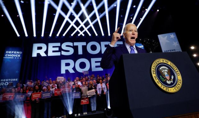 Biden'ın konuşmasına Filistin protestosu