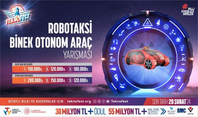 TEKNOFEST Robotaksi Binek Otonom Araç Yarışması'nda başvurular başladı