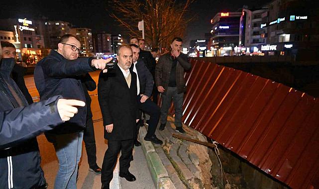 Bursa'da göçen yolda çalışma başladı