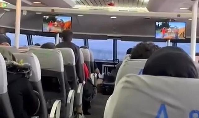 Deniz otobüsünde korku dolu anlar kamerada