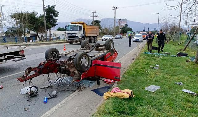 Bursa'da feci kaza kontrolden çıkan otomobil paramparça oldu: 1 yaralı