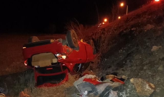 Erzincanda şarampole devrilen otomobildeki 7 kişi yaralandı
