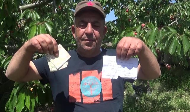 Hamile kızı için kiraz aldı, para ve not bıraktı