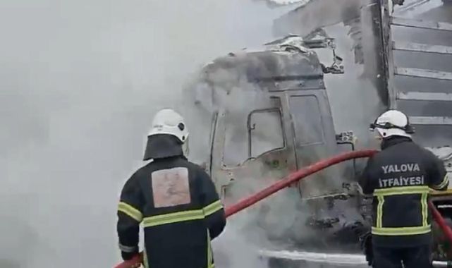 Seyir halindeki tır alev topuna döndü