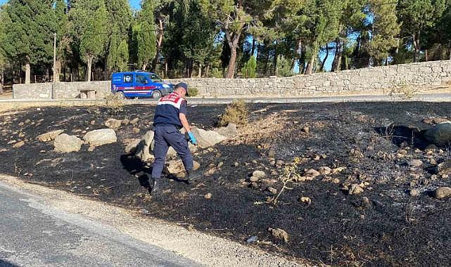 Ayvacık’ta yangının ilk çıktığı noktada jandarma incelemelerde bulundu