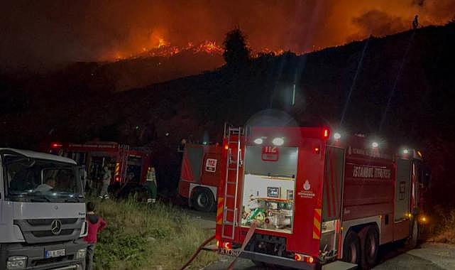 Sarıyer'de ağaç depolama alanında yangın